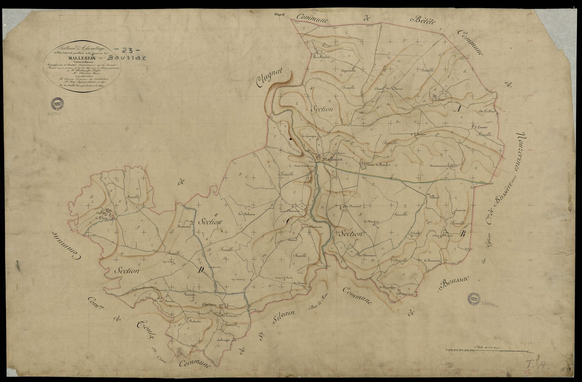 Malleret-Boussac - Plan parcellaire communal