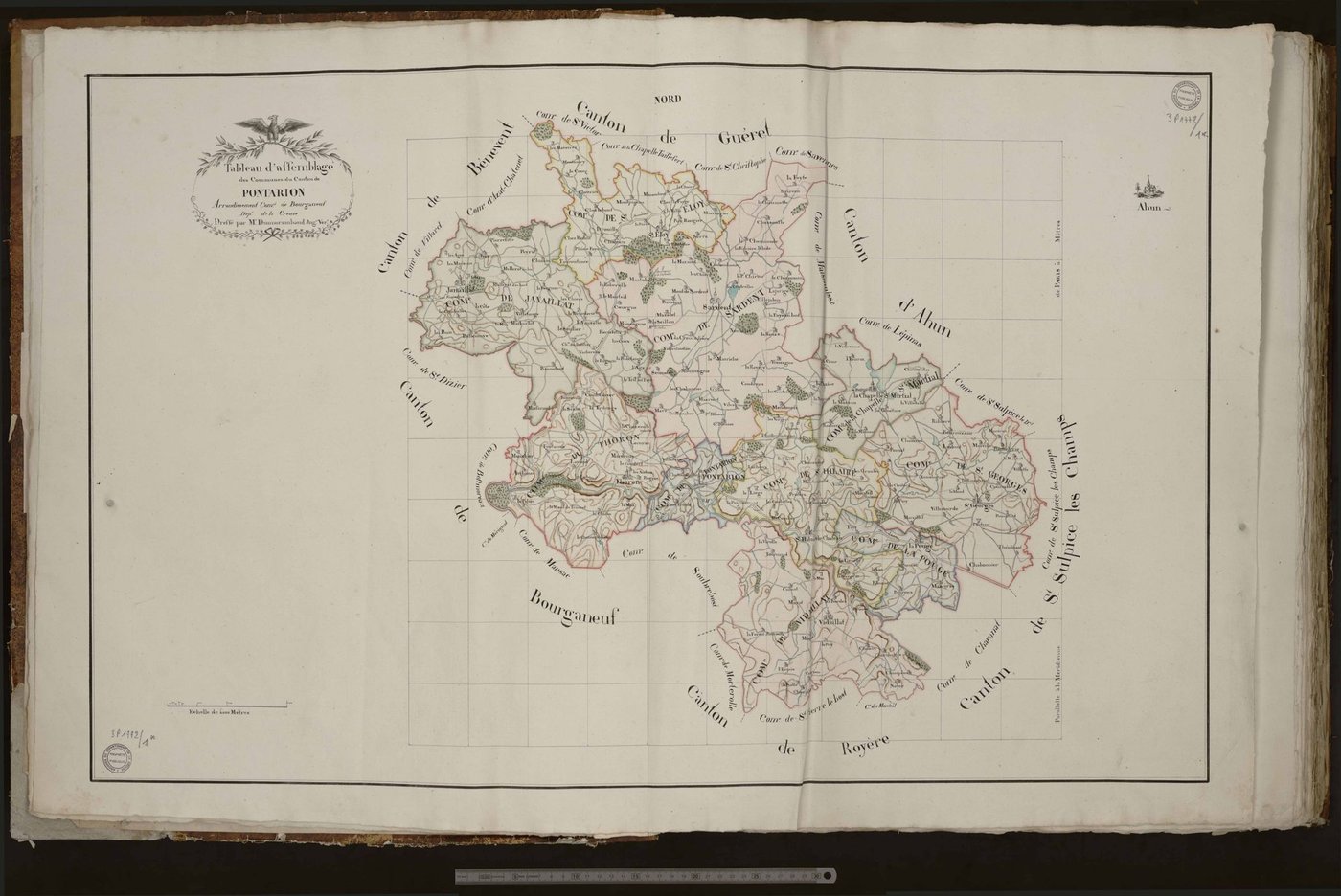 Pontarion - Tableau d'assemblage des communes du canton de Pontarion