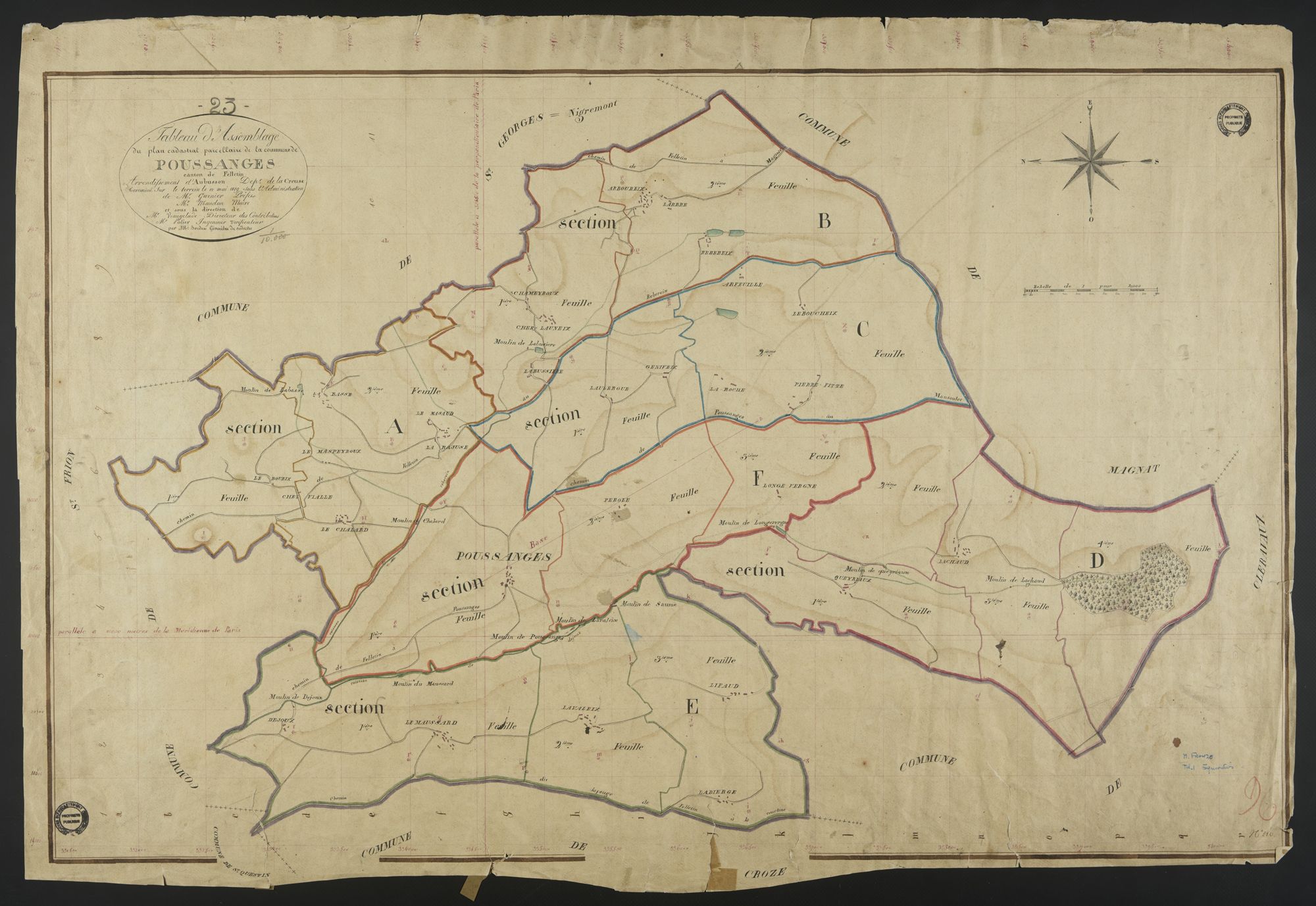 Poussanges - Plan parcellaire communal