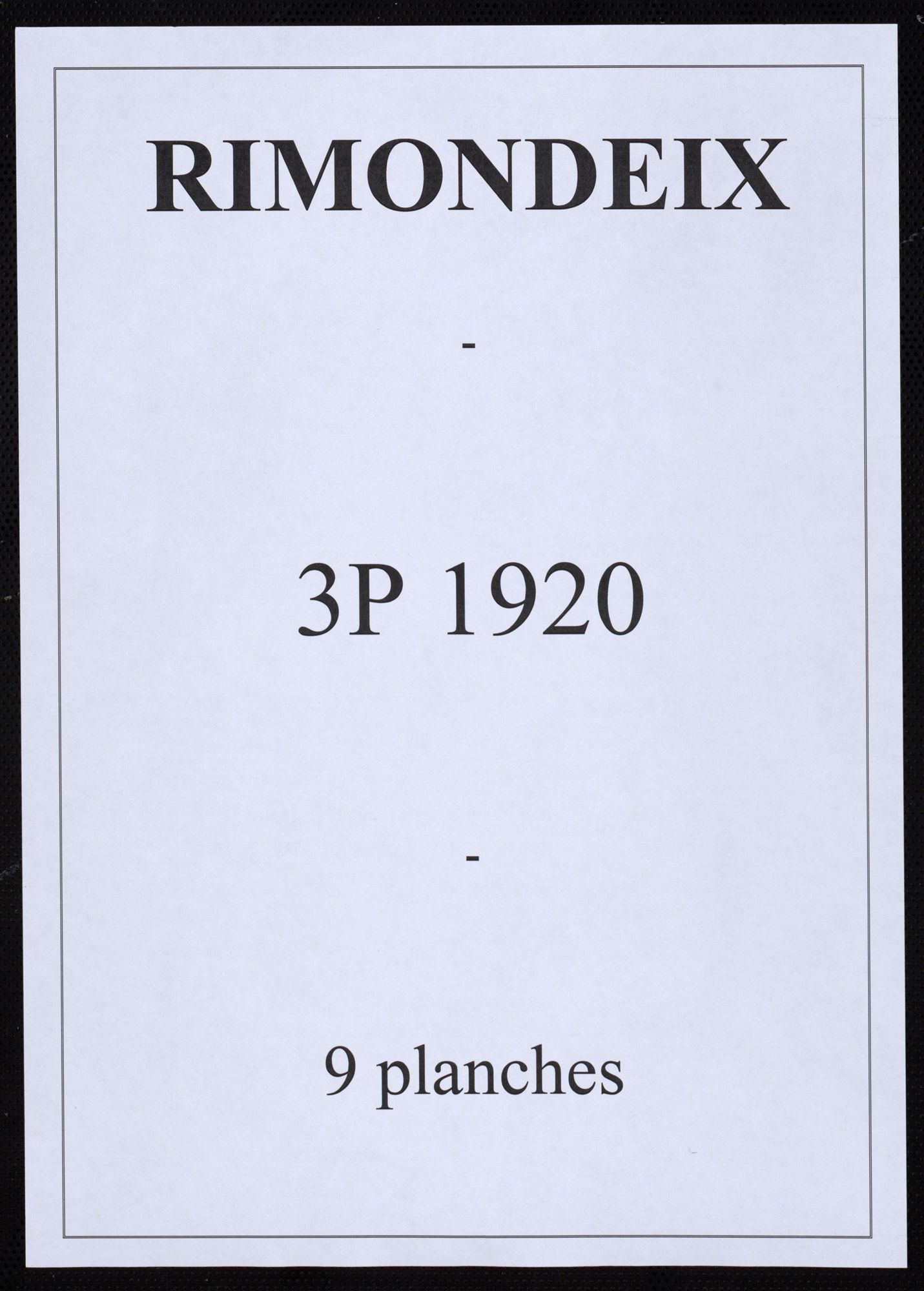 Rimondeix - Plan parcellaire communal