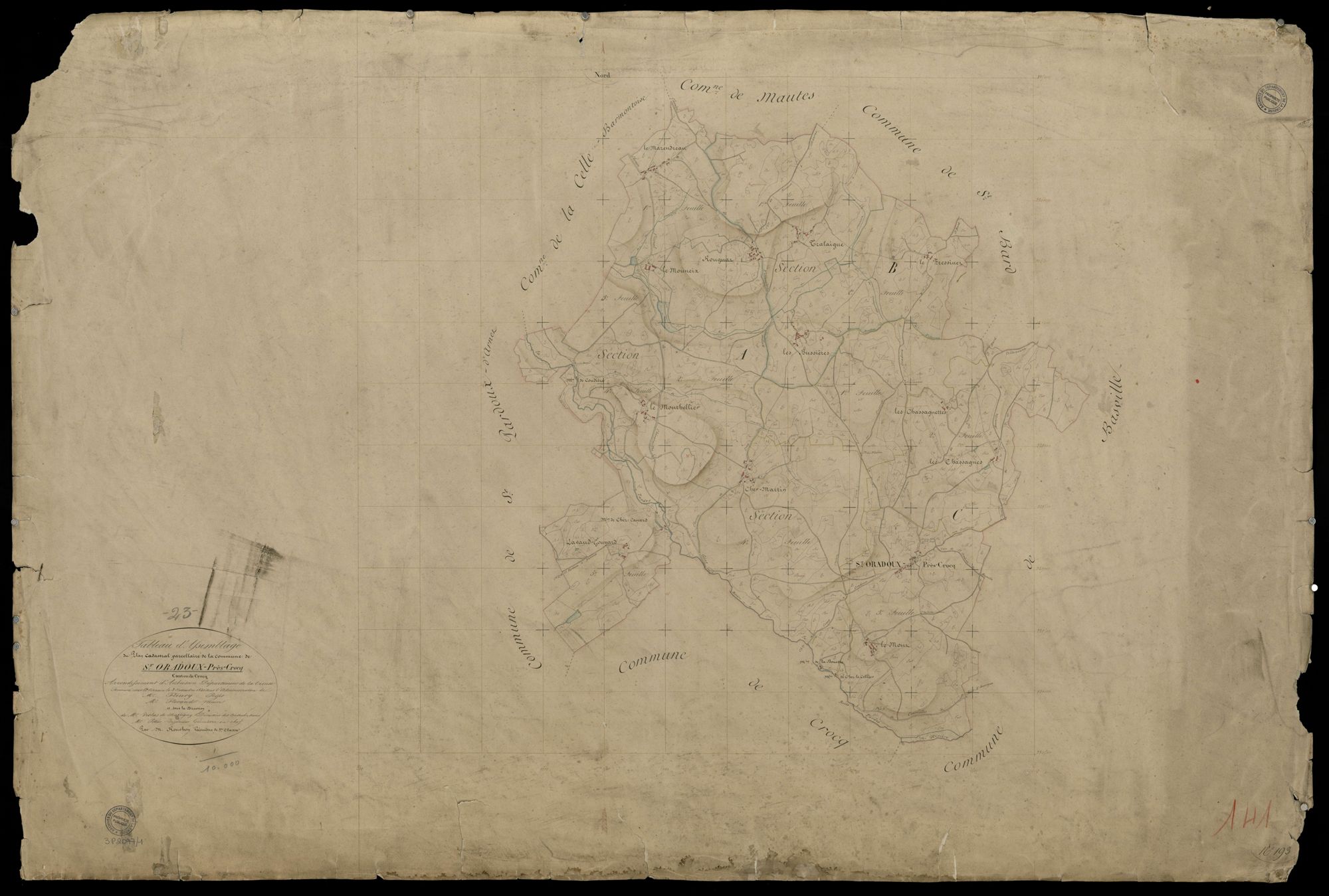Saint-Oradoux-près-Crocq - Plan parcellaire communal