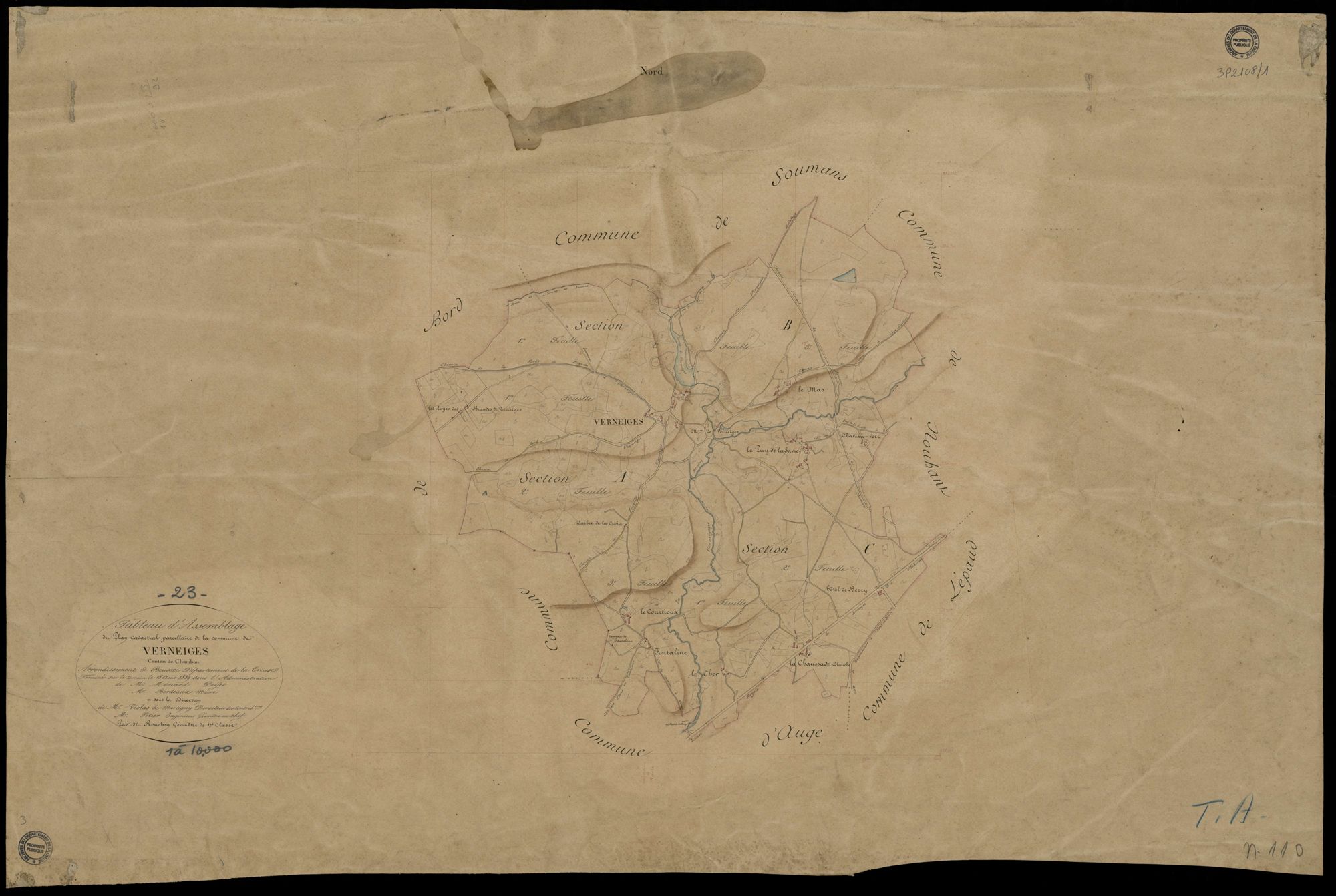 Verneiges - Plan parcellaire communal