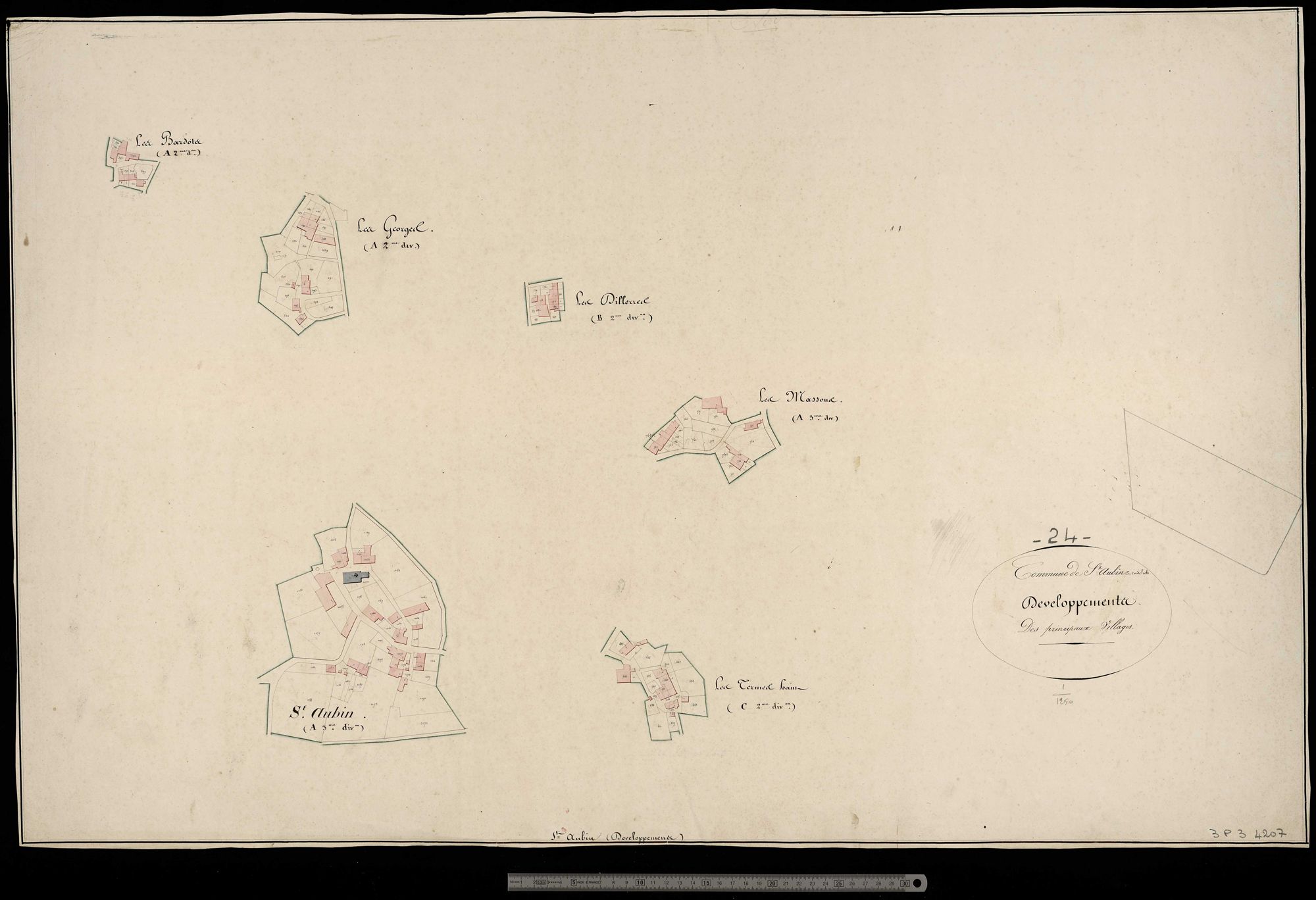 Saint-Aubin-de-Cadelech - Développement des principaux villages