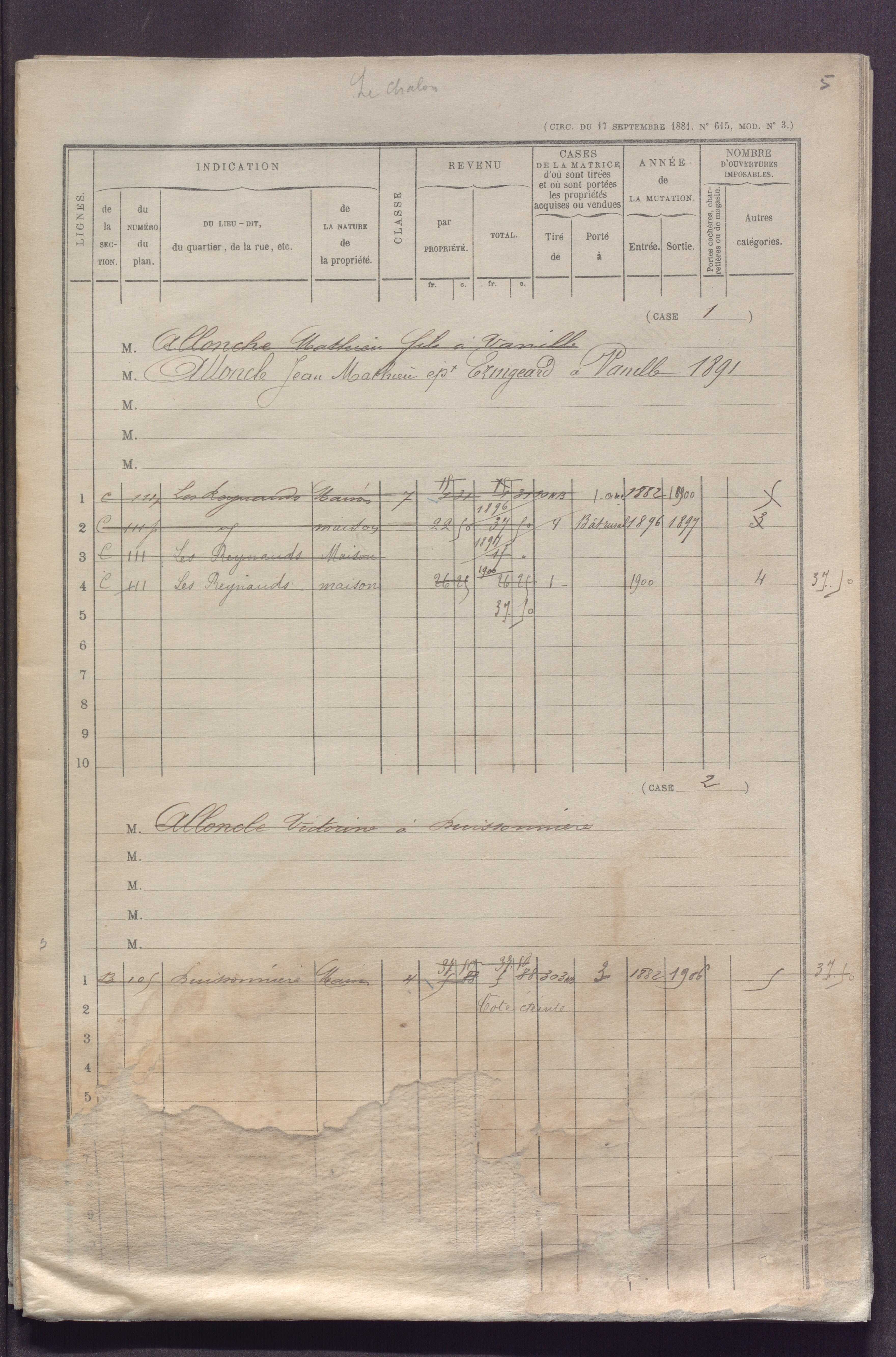 Volume 1 : cases 1-88 (3 janvier 1882).