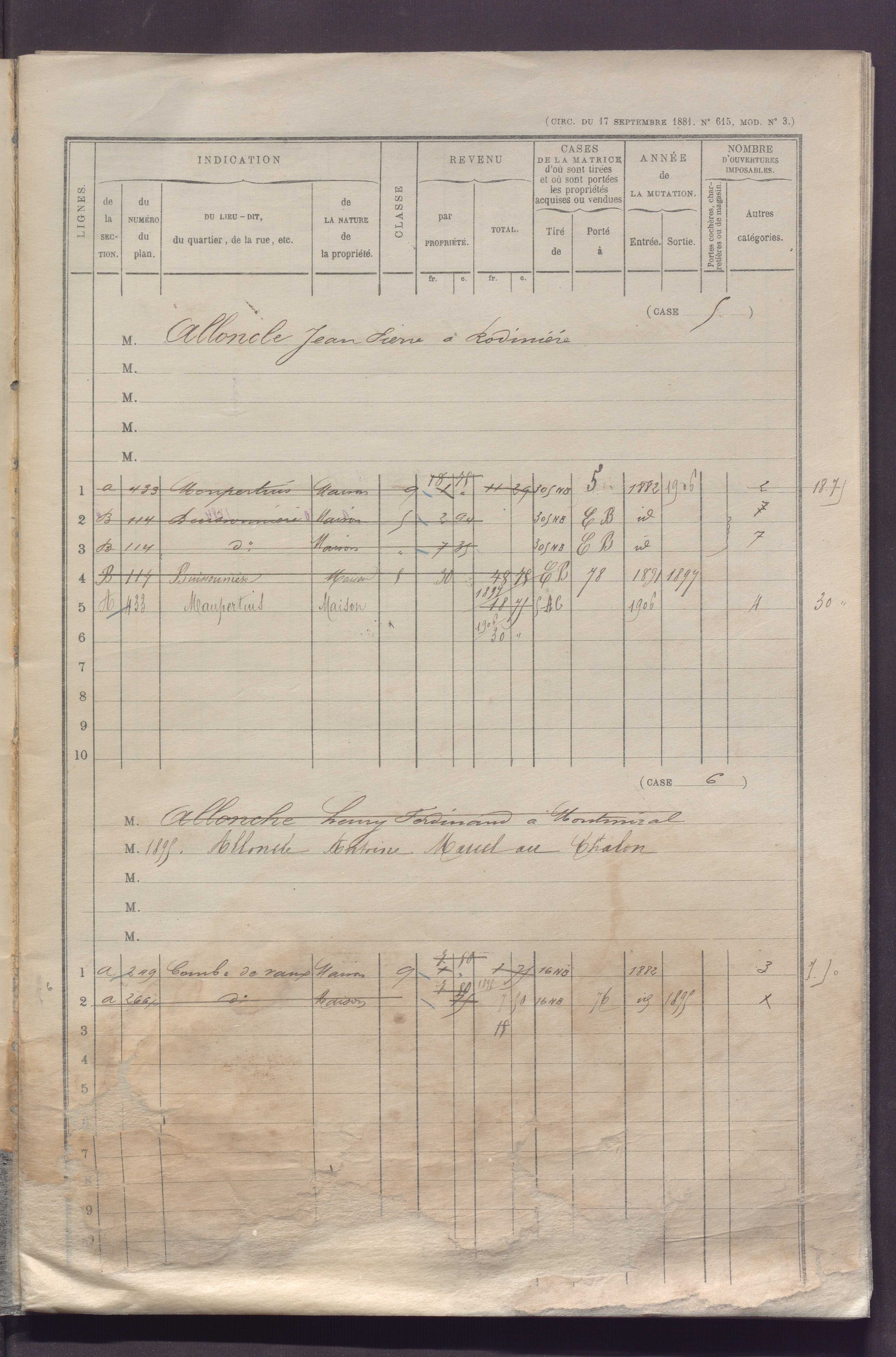 Volume 1 : cases 1-88 (3 janvier 1882).