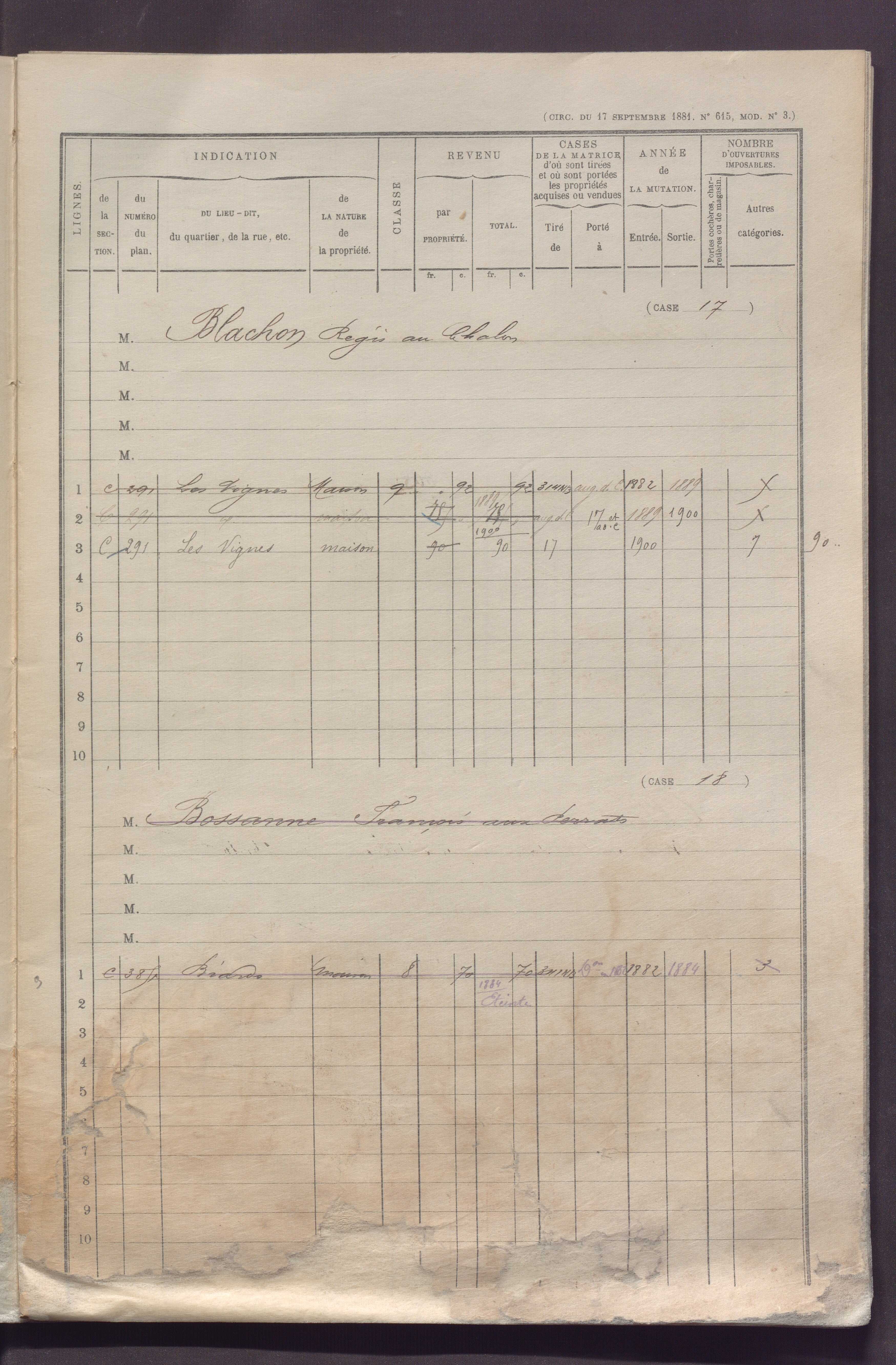 Volume 1 : cases 1-88 (3 janvier 1882).