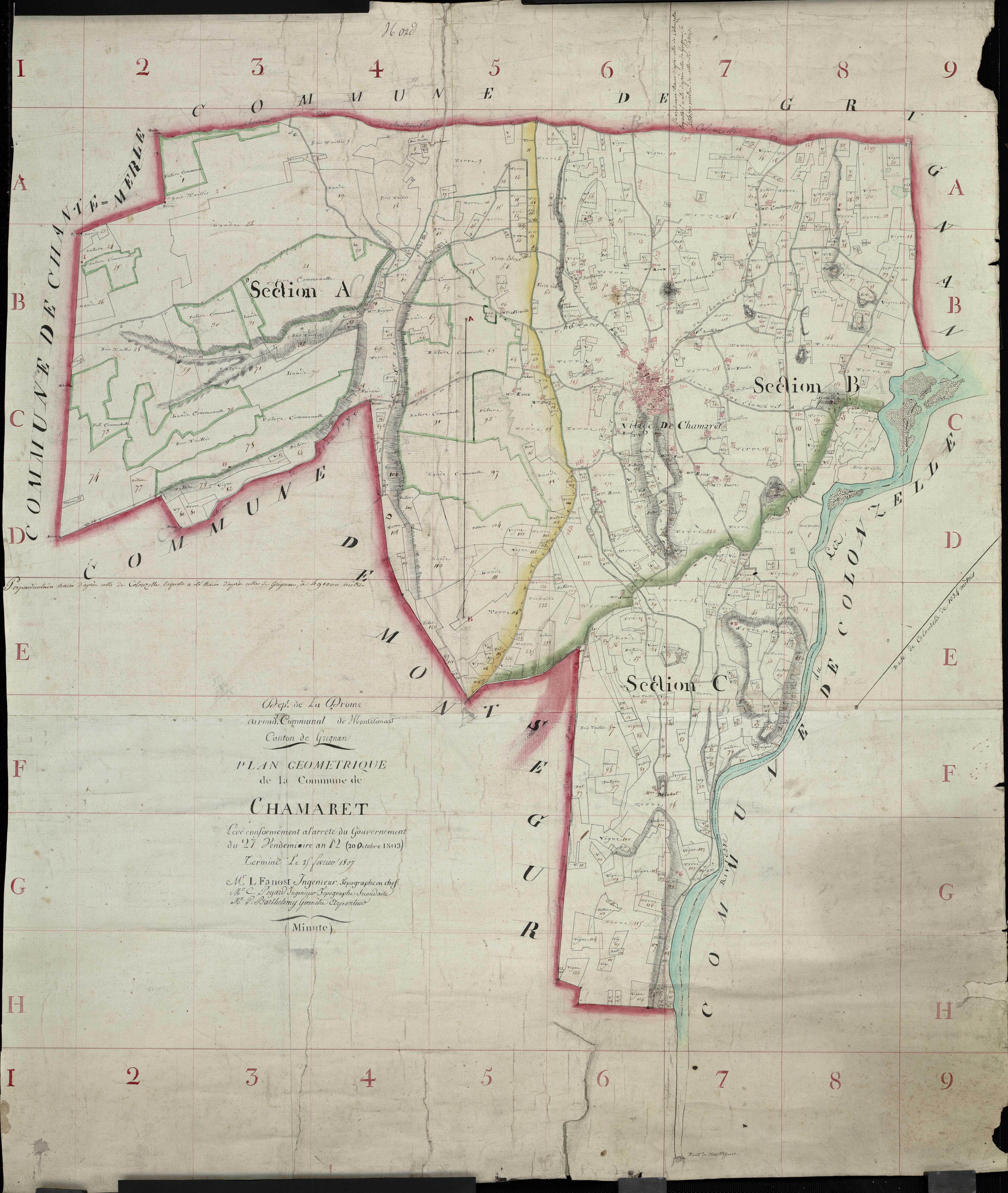 Plan géométrique. A (n°1-129). B (n°1-287). C (n°1-[136]).