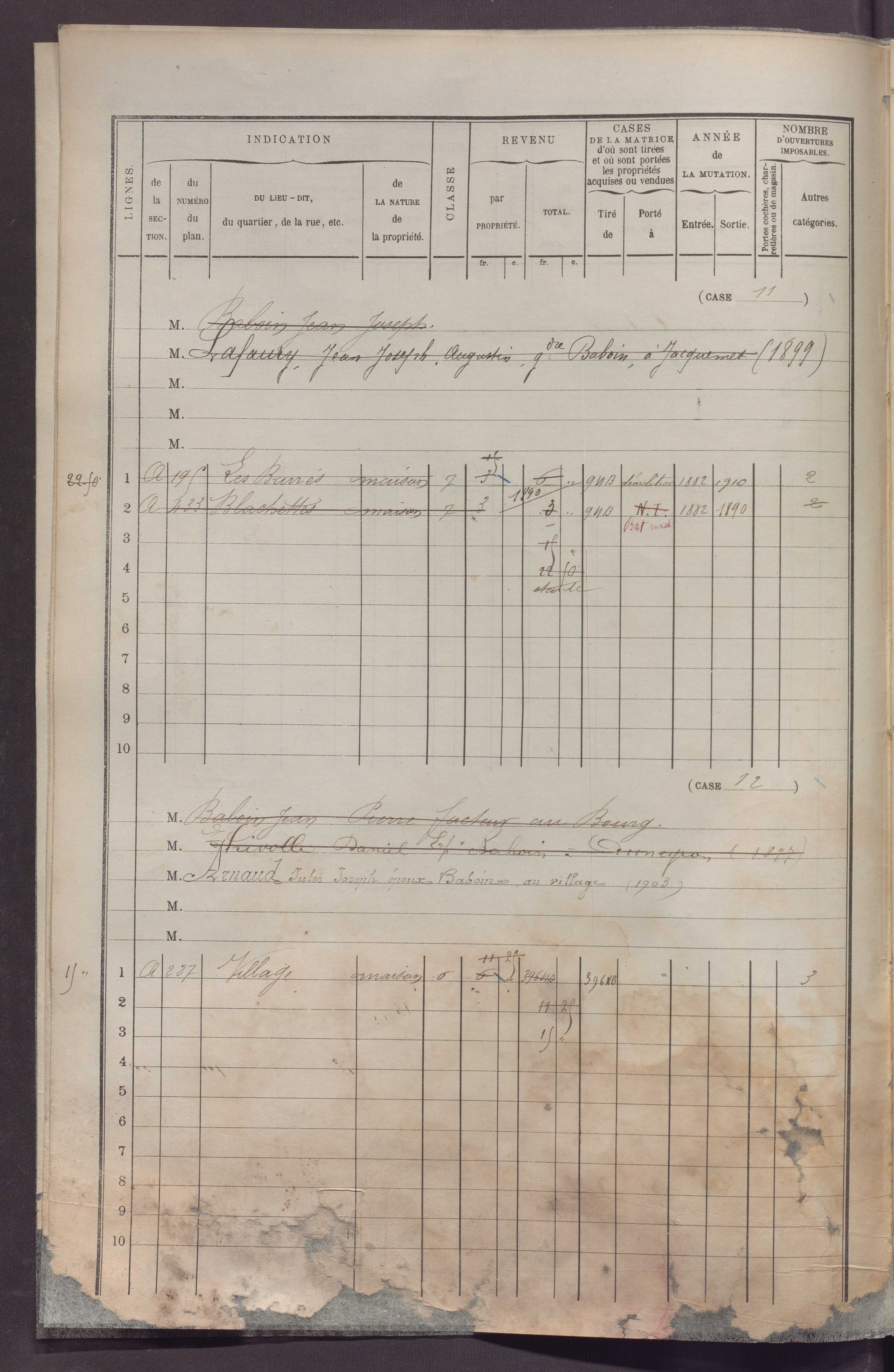 Volume 1 : cases 1-256 (13 février 1882).