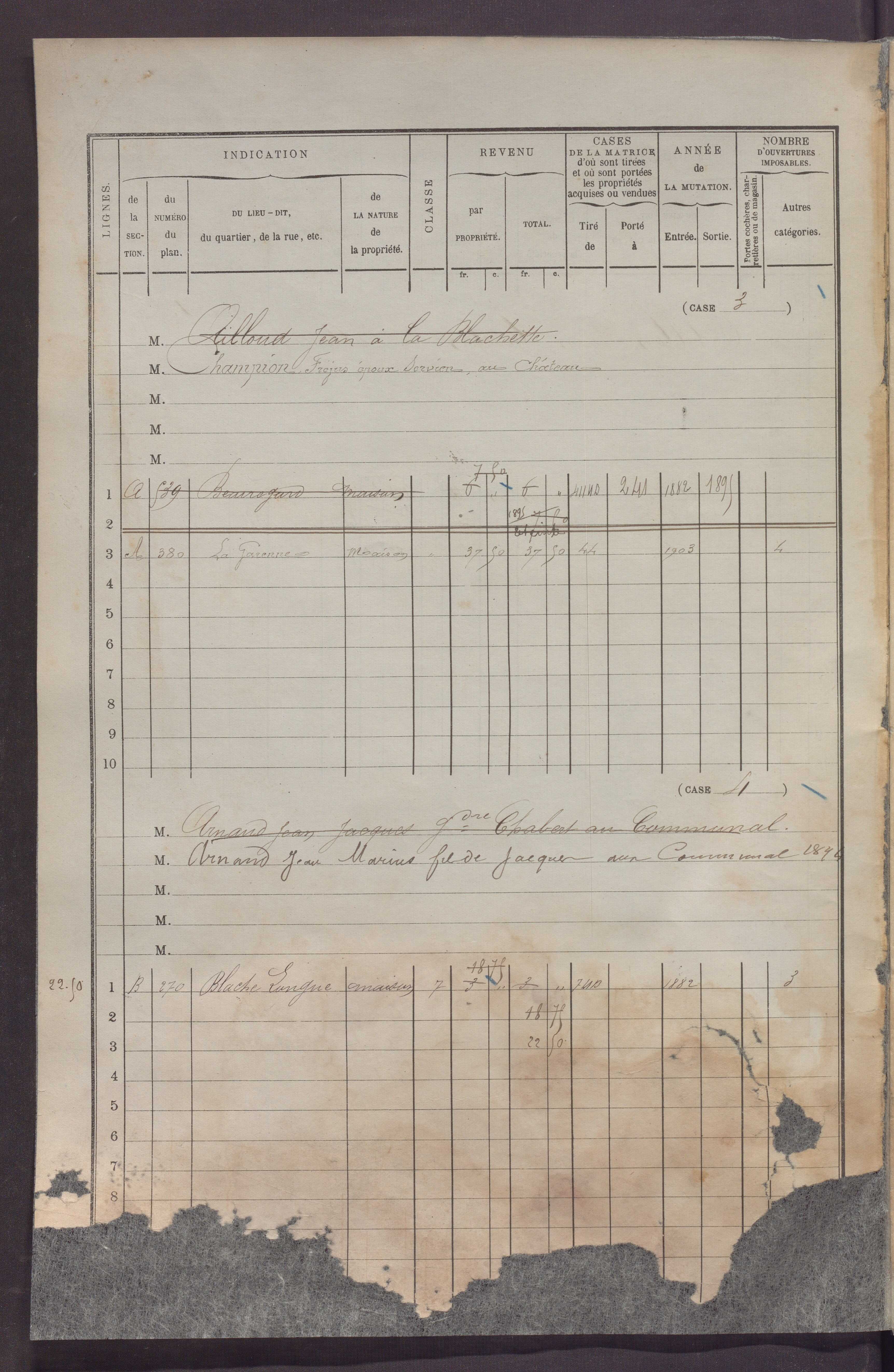 Volume 1 : cases 1-256 (13 février 1882).
