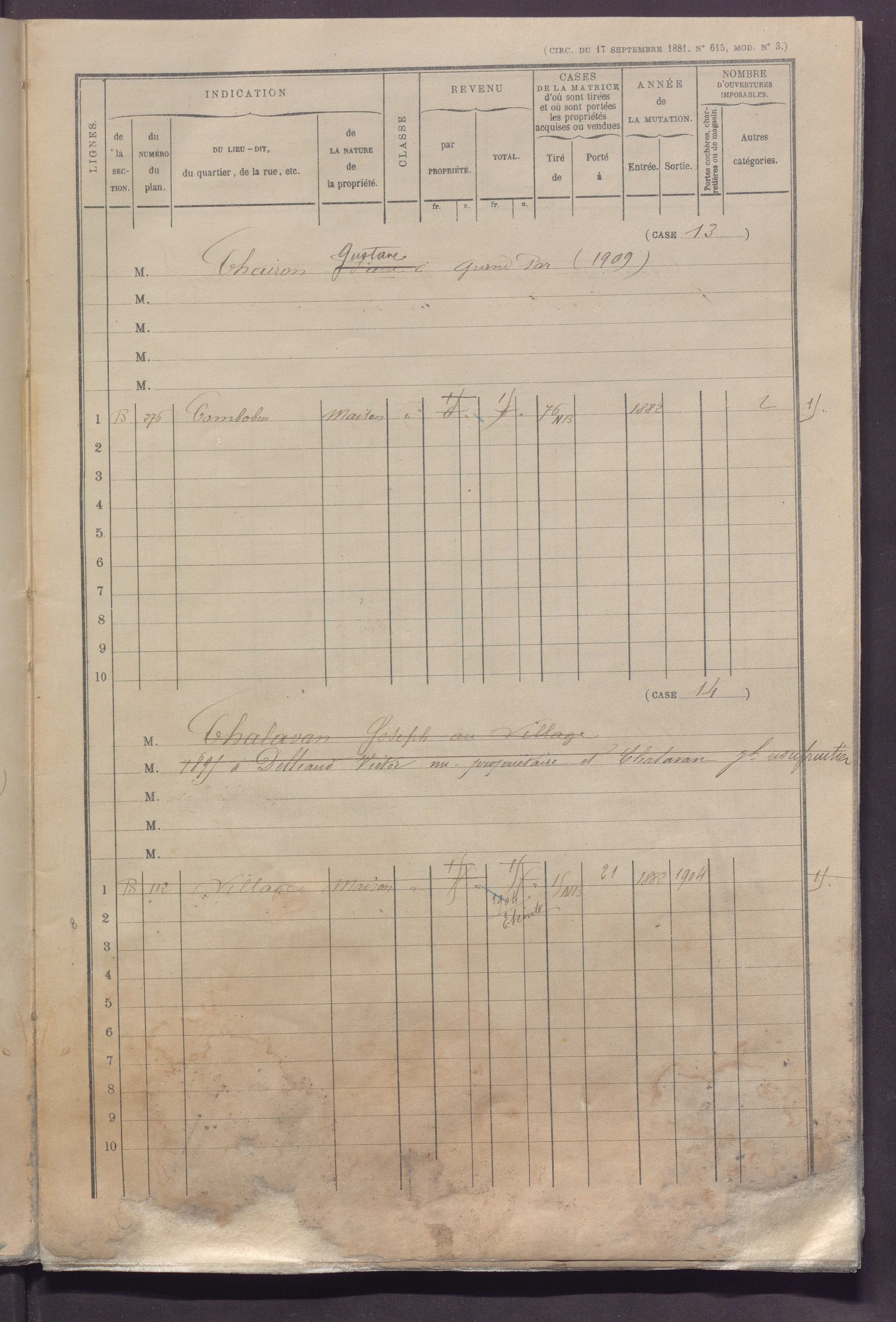 Volume 1 : cases 1-89 (25 janvier 1882).