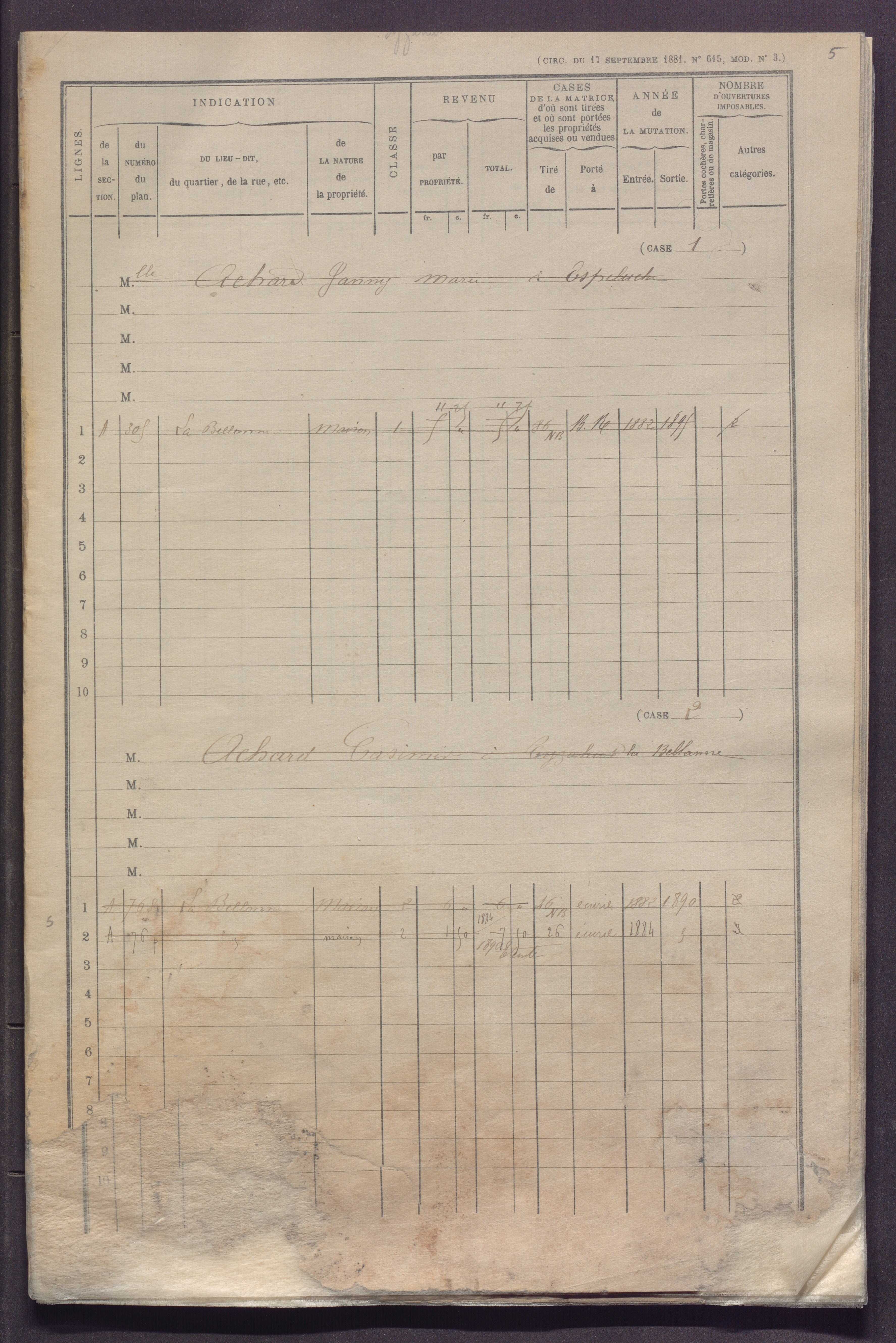 Volume 1 : cases 1-89 (25 janvier 1882).