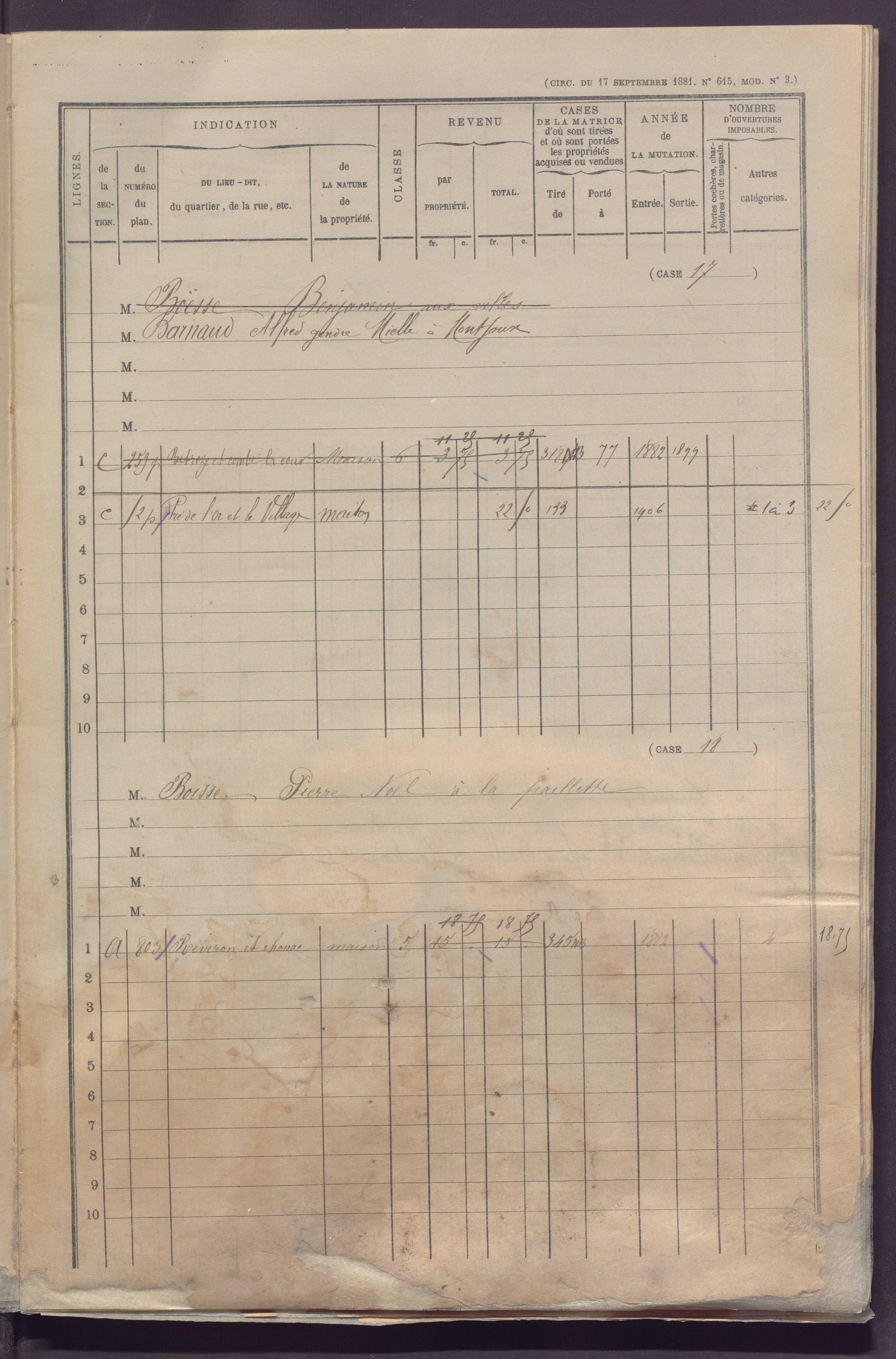 Volume 1 : cases 1-152 (février 1882).