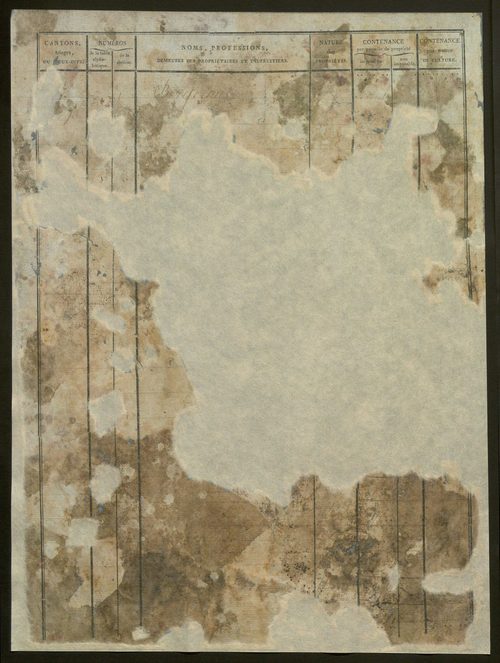 États de classement des propriétés non bâties, puis des propriétés bâties : section A dite ''des Prés'', section B dite ''de Vellan'', section C dite ''de la Blache'', section D dite ''de Baix aux Montagnes'' (1er décembre 1813).