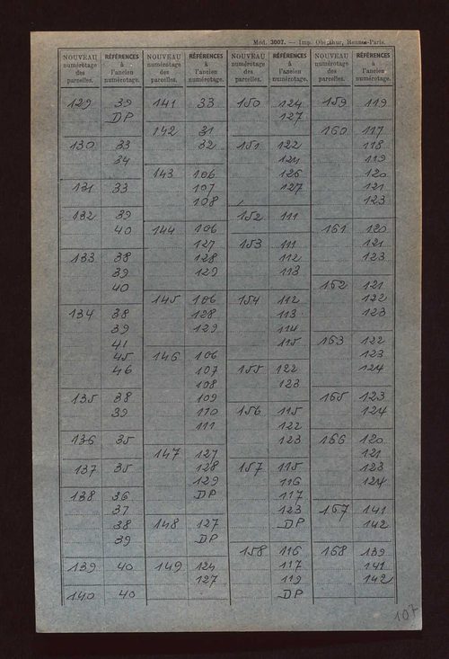 Fichier cadastral, sections A à E.