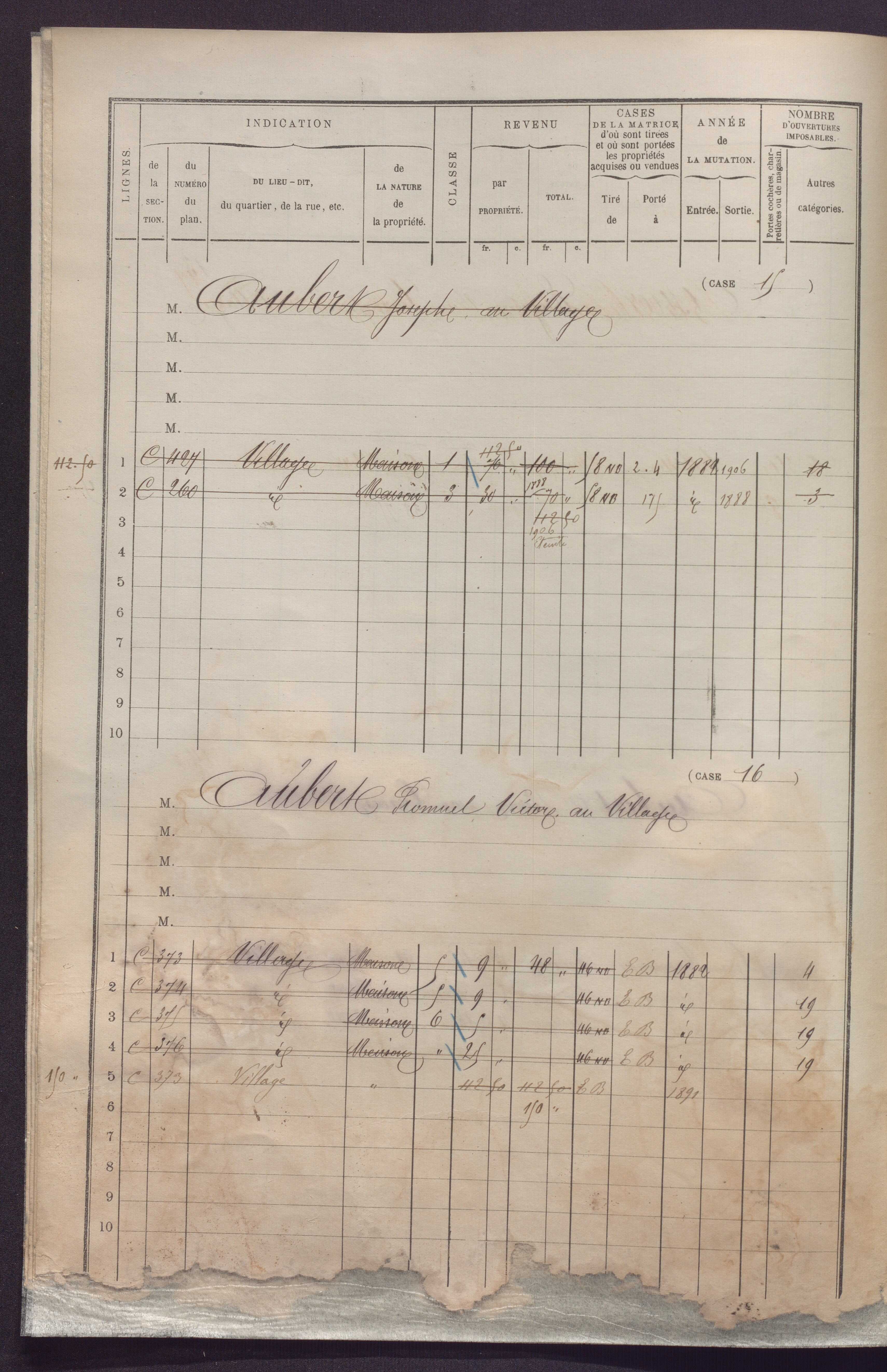 Volume 1 : cases 1-248 (31 janvier 1882).