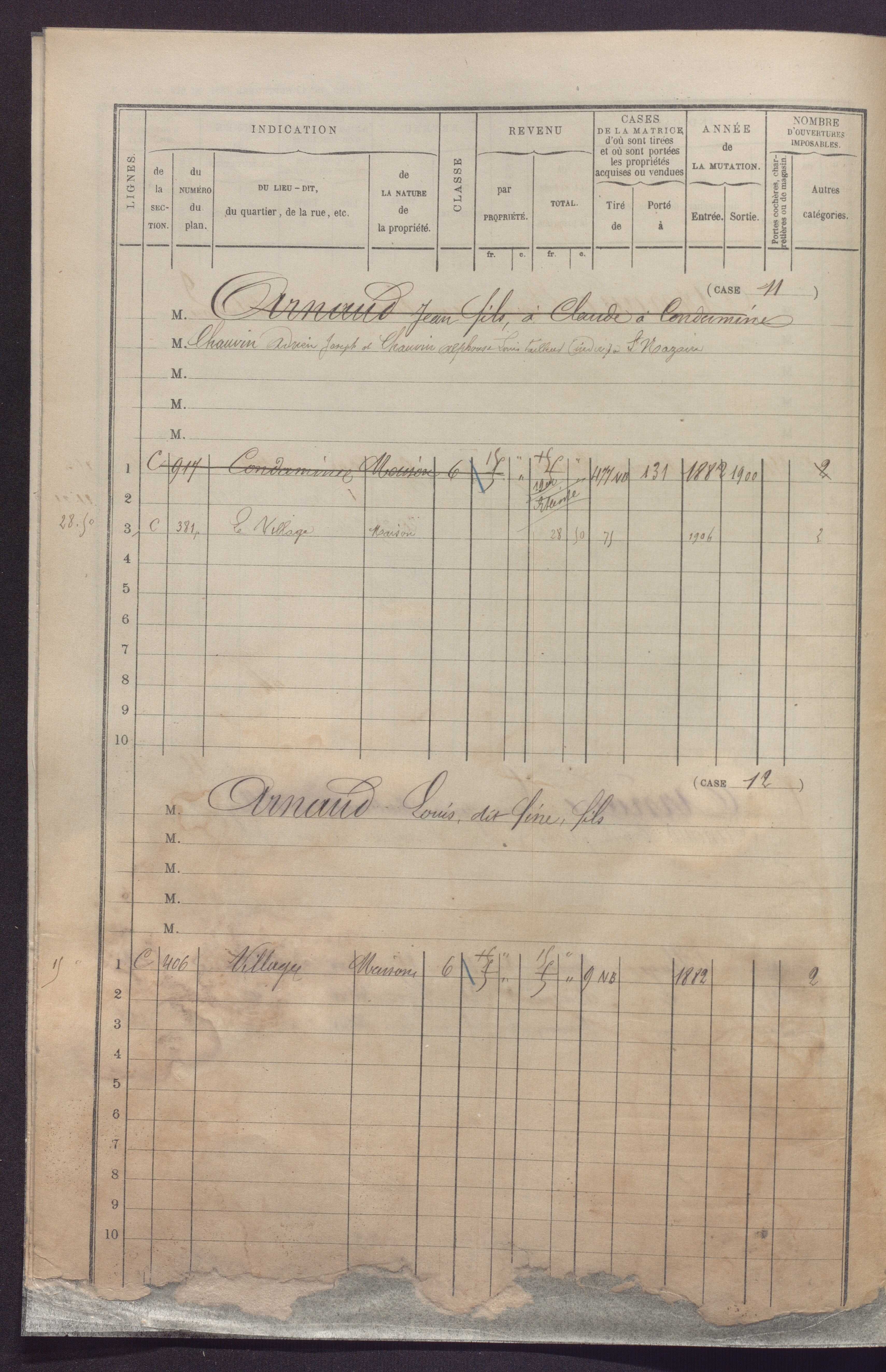 Volume 1 : cases 1-248 (31 janvier 1882).