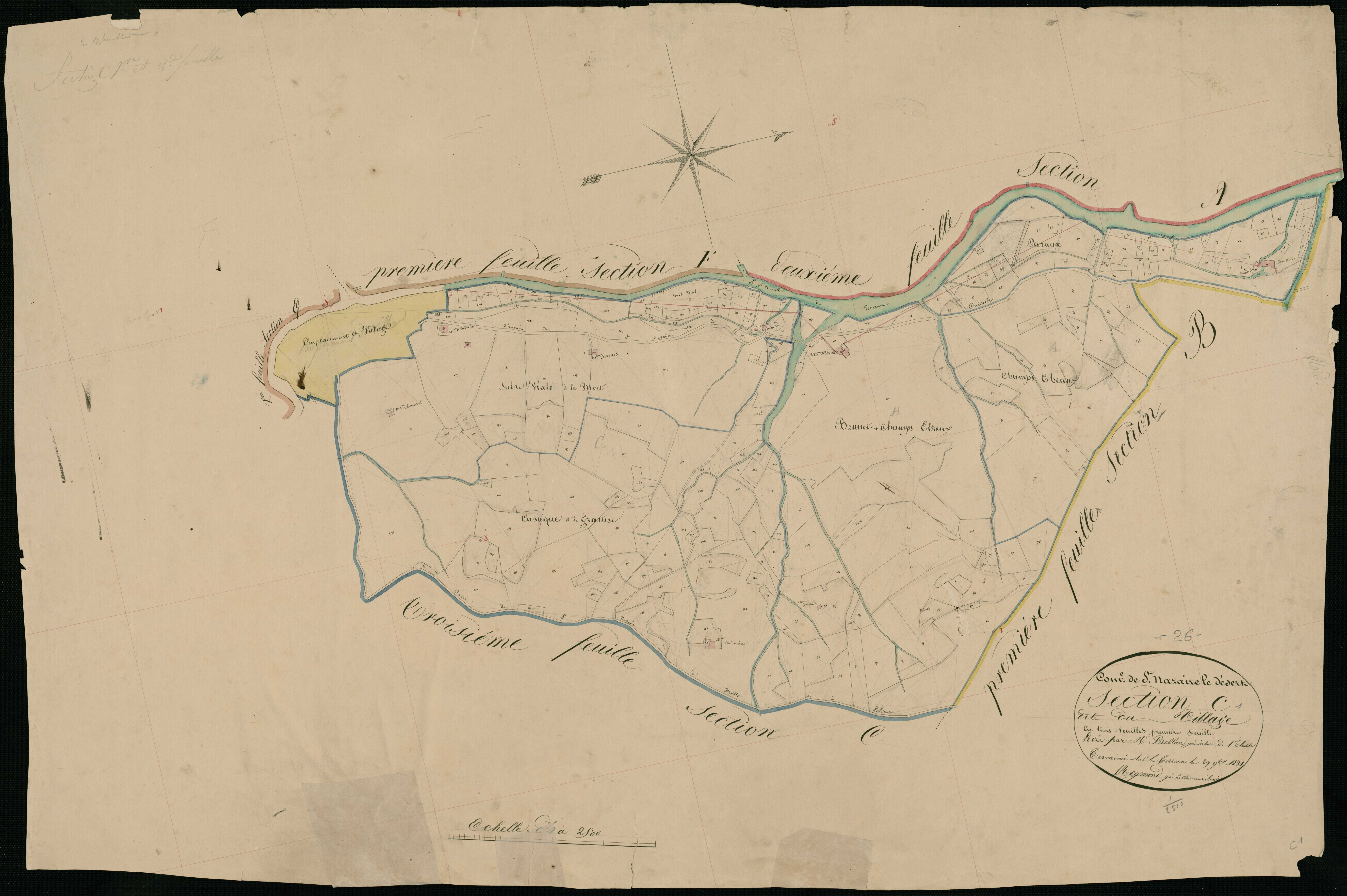 Section C1, Village (le). Village (parcelles n° 246-493 bis) (agrandissement sur C2).