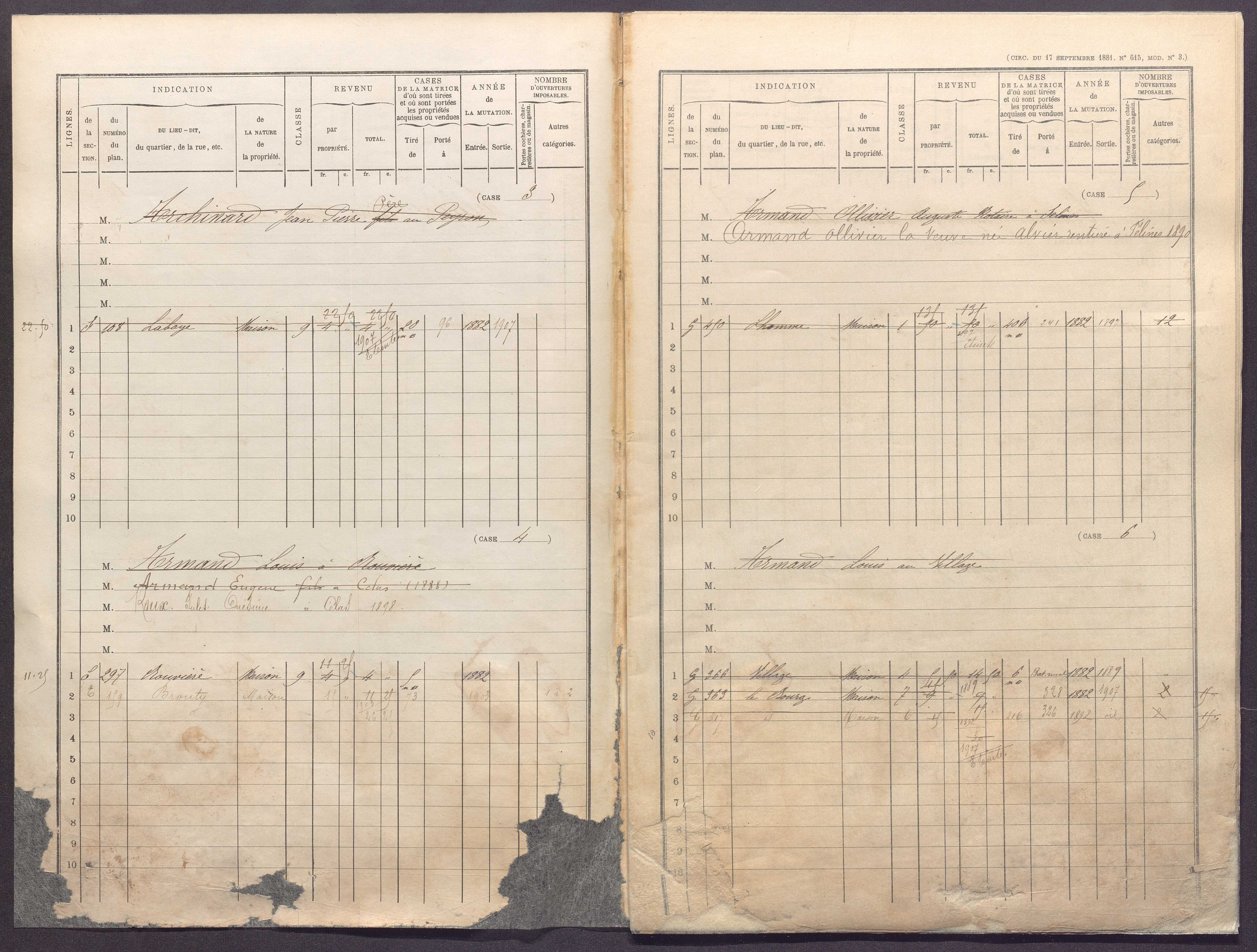 Volume 1 : cases 1-344 (31 décembre 1881).