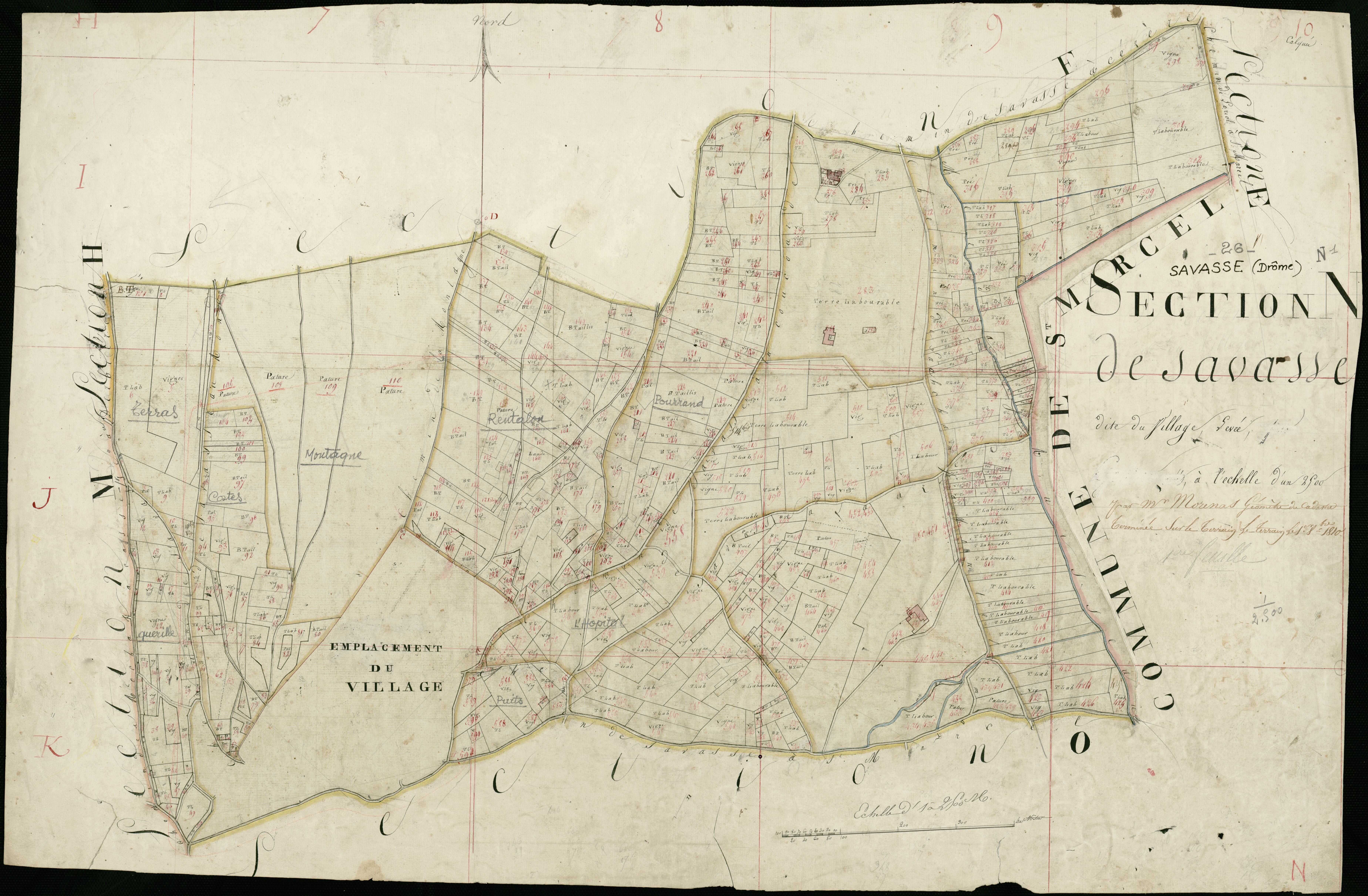 Section N1, Village (le). Village (parcelles n° 593-1028) (agrandissement sur N2).
