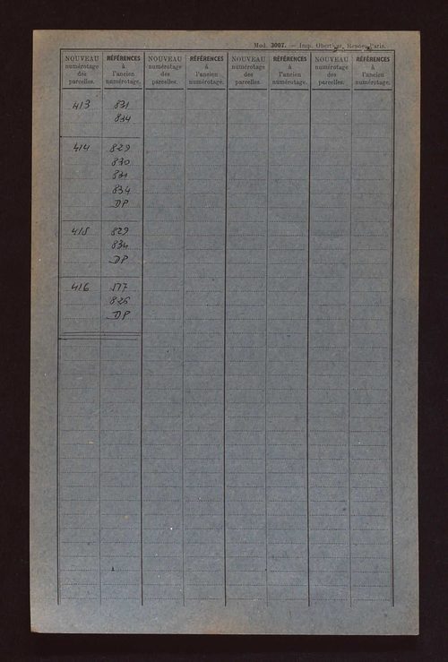 Fichier cadastral, sections A à C.