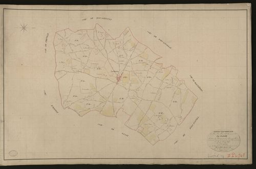 Barre-en-Ouche (La). Tableau d'assemblage _ du Plan Parcellaire de la Commune de La Barre. _ Canton de Beaumesnil - Bernay - Eure. _ Terminé sur le terrain le 23 mars 1833 sous l'administration de M. A. Passy, Préfet _ M. Piner, maire _ en 