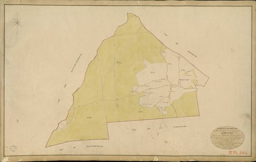 Bémécourt. Tableau d'assemblage _ du Plan Parcellaire de la Commune de Bémécourt _ Canton de Breteuil - Evreux - Eure. _ Terminé sur le Terrain en 1829 , sous l'administration de M. Le Vicomte Raymond Delaître , Préfet _ M. Lechardeurt, Mai