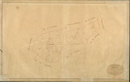 Bernienville. Tableau d'assemblage _ du Plan Parcellaire de la Commune de Bernienville _ Canton de Evreux (nord) - Evreux - Eure. _ Terminé sur le Terrain le 25 Mars 1841 , sous l'administration de M. Zédé, Préfet _ M. Leblond, Maire _ sous