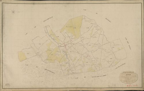 Bourth. Tableau d'assemblage _ du Plan Parcellaire de la Commune de Bourth _ Canton de Verneuil - Evreux - Eure. _ Terminé sur le Terrain le 19 Juin 1836, sous l'administration de M. A. Passy, Préfet _ M. Putel, Maire _ et sous la Direction