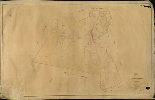 Conches-en-Ouche. Tableau d'assemblage _ du Plan Parcellaire de la Commune de Conches _ Canton de Conches - Evreux - Eure. _ Terminé sur le Terrain le 21 Octobre 1859 , sous l'administration de M. Janvier, Préfet _ M. Prévost, Maire _ sous 