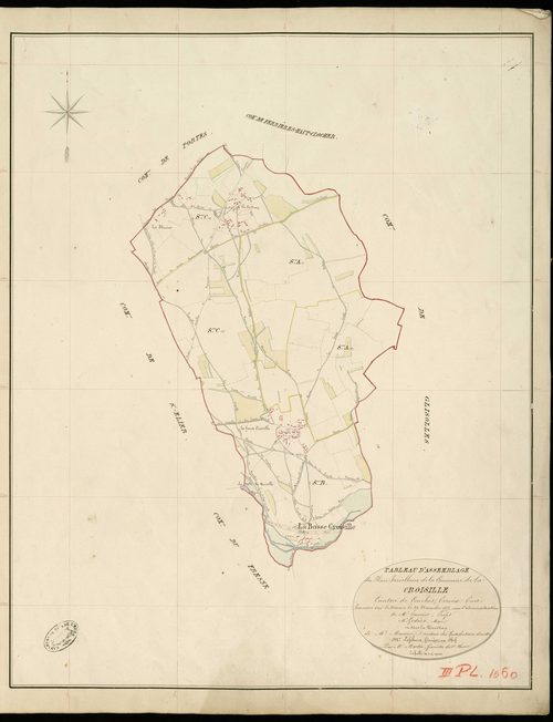 Croisille (La). Tableau d'assemblage _ du Plan Parcellaire de la Commune de Croisille _ Canton de Conches - Evreux - Eure. _ Terminé sur le Terrain le 22 Novembre 1855 , sous l'administration de M. Janvier, Préfet _ M. Godard, Maire _ sous 