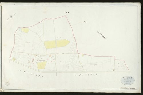 Ferrières-Saint-Hilaire. Section A _ Des Quatre Fossés _ 1ère de 3 feuilles _ Echelle de 1 à 2500