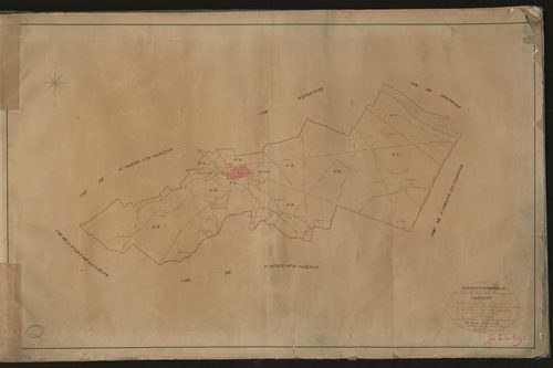 Gaillon. Tableau d'assemblage du Plan Parcellaire de la Commune de Gaillon. _ Canton de Gaillon - Louviers - Eure. _ Terminé sur le terrain le 18 septembre 1829, sous l'administration de M. Le Vicomte Raymond Delaitre, Préfet - M. Delamotte