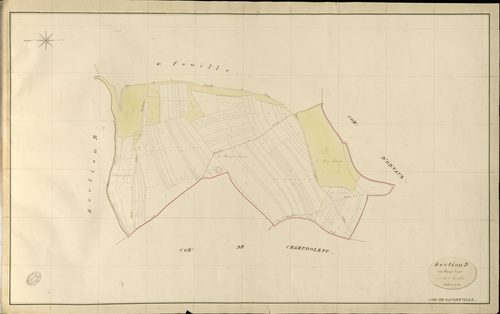 Gaudreville-la-Rivière. Section D _ des Champs Louvis _ 1re de 2 Feuilles