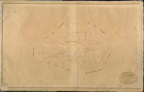 Graveron-Sémerville. Tableau d'assemblage _ du Plan Parcellaire de la Commune de Graveron Sémerville _ Canton de Evreux (nord) - Evreux - Eure. _ Terminé sur le Terrain le 20 Novembre 1840 , sous l'administration de M. de Monicault, Préfet 