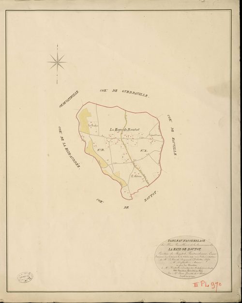 Haye-de-Routot (La). Tableau d'assemblage _ du Plan Parcellaire de la Commune de La Haye-de-Routot _ Canton de Routot - Pontaudemer - Eure. _ Terminé sur le Terrain le 20 Octobre 1826 , sous l'administration de M.Le Vicomte Raymond Delaitre