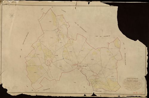 Illiers-l'Evêque. Tableau d'assemblage _ du Plan Parcellaire de la Commune d'Illiers l'Evêque _ Canton de Nonancourt - Evreux - Eure. _ Terminé sur le Terrain le 20 Décembre 1829, sous l'administration de M. Le Vicomte Raymond Delaitre, Pré