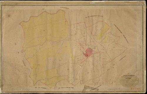 Louviers. Tableau d'assemblage _ du Plan Parcellaire de la Commune de Louviers _ Canton de Louviers - Louviers - Eure. _ Terminé sur le Terrain en 1823, sous l'administration de M. Raymond Delaître, Préfet _ M. Coquerl, Maire _ sous la Dire