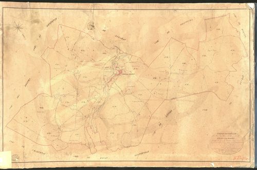 Lyons-la-Forêt. Tableau d'assemblage du Plan Parcellaire de la Commune de Lyons-la-Forêt _ Canton de Lyons-la-Forêt - Andelys - Eure. _ Terminé sur le terrain le 31 décembre 1848, sous l'administration de M. Fléau, Préfet - M. Dufour, Maire