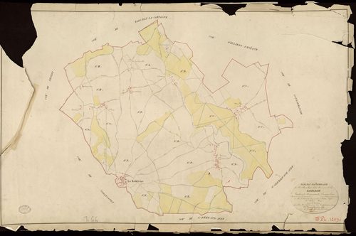 Madeleine-de-Nonancourt (La). Tableau d'assemblage _ du Plan Parcellaire de la Commune de Madeleine _ Canton de Nonancourt - Evreux - Eure. _ Terminé sur le Terrain le , sous l'administration de M. Le Vicomte Raymond Delaitre, Préfet _ M. M