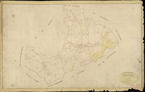 Saint-Aubin-d'Ecrosville. Tableau d'assemblage _ du Plan Parcellaire de la Commune de St Aubin d'Ecrosville _ Canton de Neubourg - Louviers - Eure. _ Terminé sur le Terrain le 14 Novembre 1843, sous l'administration de M. Zédé, Préfet _ M. 