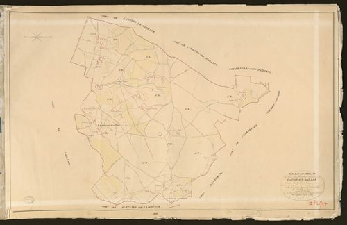Saint-Aubin-sur-Gaillon. Tableau d'assemblage du Plan Parcellaire de la Commune de Saint-Aubin-sur-Gaillon _ Canton de Gaillon - Louviers - Eure. _ Terminé sur le terrain en 1829, sous l'administration de M. Le Vicomte Raymond Delaitre, Pré