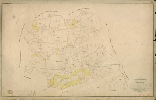 Saint-Germain-la-Campagne. Tableau d'assemblage _ du Plan Parcellaire de la Commune de Saint Germain _ Canton de Thiberville - Bernay - Eure. _ Terminé sur le Terrain le 19 Octobre 1846 , sous l'administration de M. petit de Bantel, Préfet 