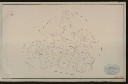 Thevray. Tableau d'assemblage _ du Plan Parcellaire de la Commune de Thevrayl. _ Canton de Beaumesnil - Bernay - Eure. _ Terminé sur le terrain le 2 septembre 1833 sous l'administration de M. A. Passy, Préfet _ M.Letellier maire _ en sous l