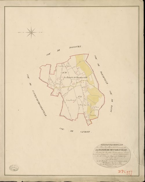 Trinité-de-Thouberville (La). Tableau d'assemblage _ du Plan Parcellaire de la Commune de la Trinité-de-Thouberville _ Canton de Routot - Pontaudemer - Eure. _ Terminé sur le Terrain en 1826 , sous l'administration de M.Le Vicomte Raymond D