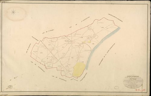 Trouville-la-Haule. Tableau d'assemblage _ du Plan Parcellaire de la Commune de Trouville _ Canton de Quillebeuf - Pontaudemer - Eure. _ Terminé sur le Terrain en 1824, sous l'administration de M. de Chambaudoin, Préfet _ M. Denize, Maire _