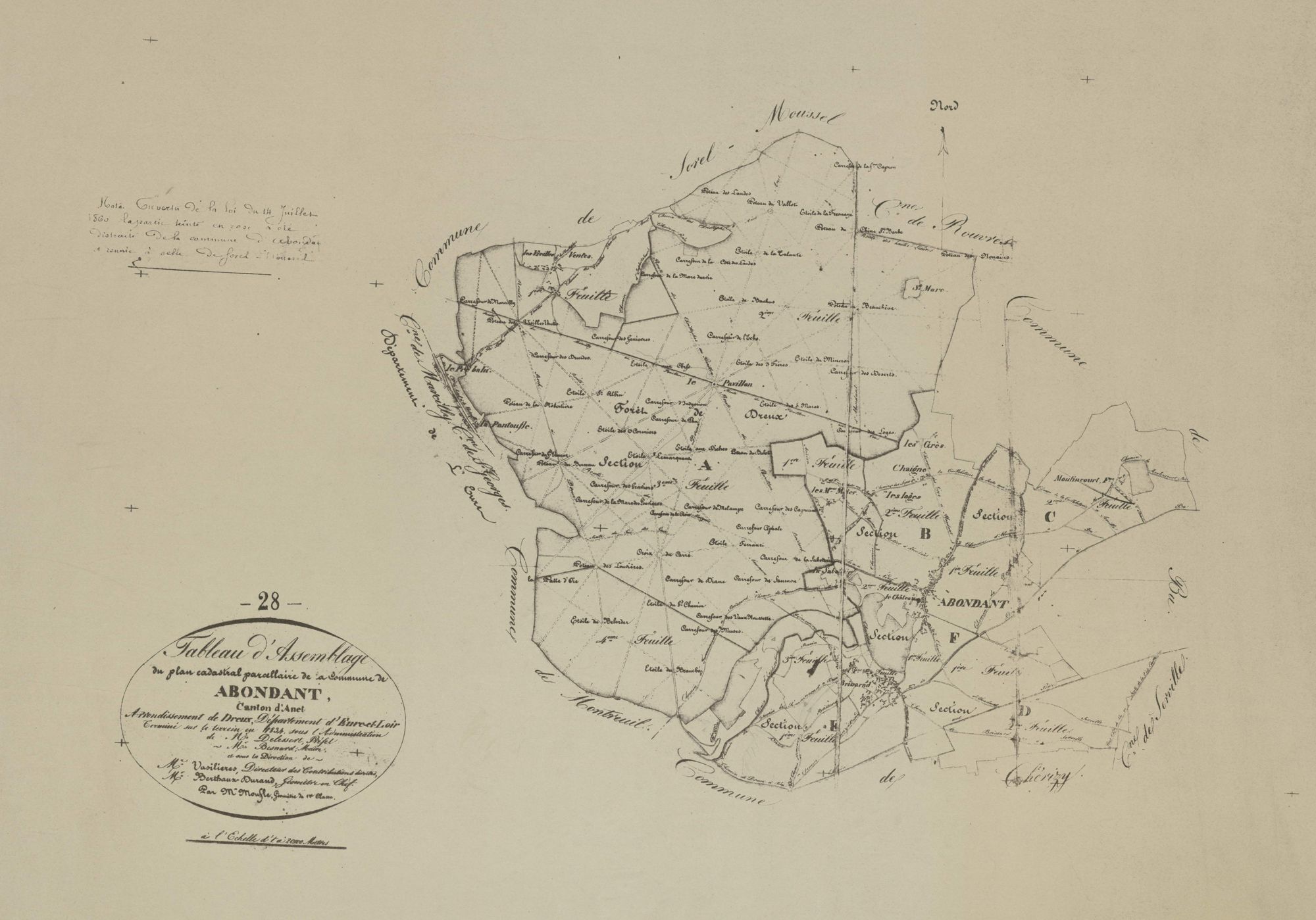 Tableau d'assemblage du plan parcellaire.