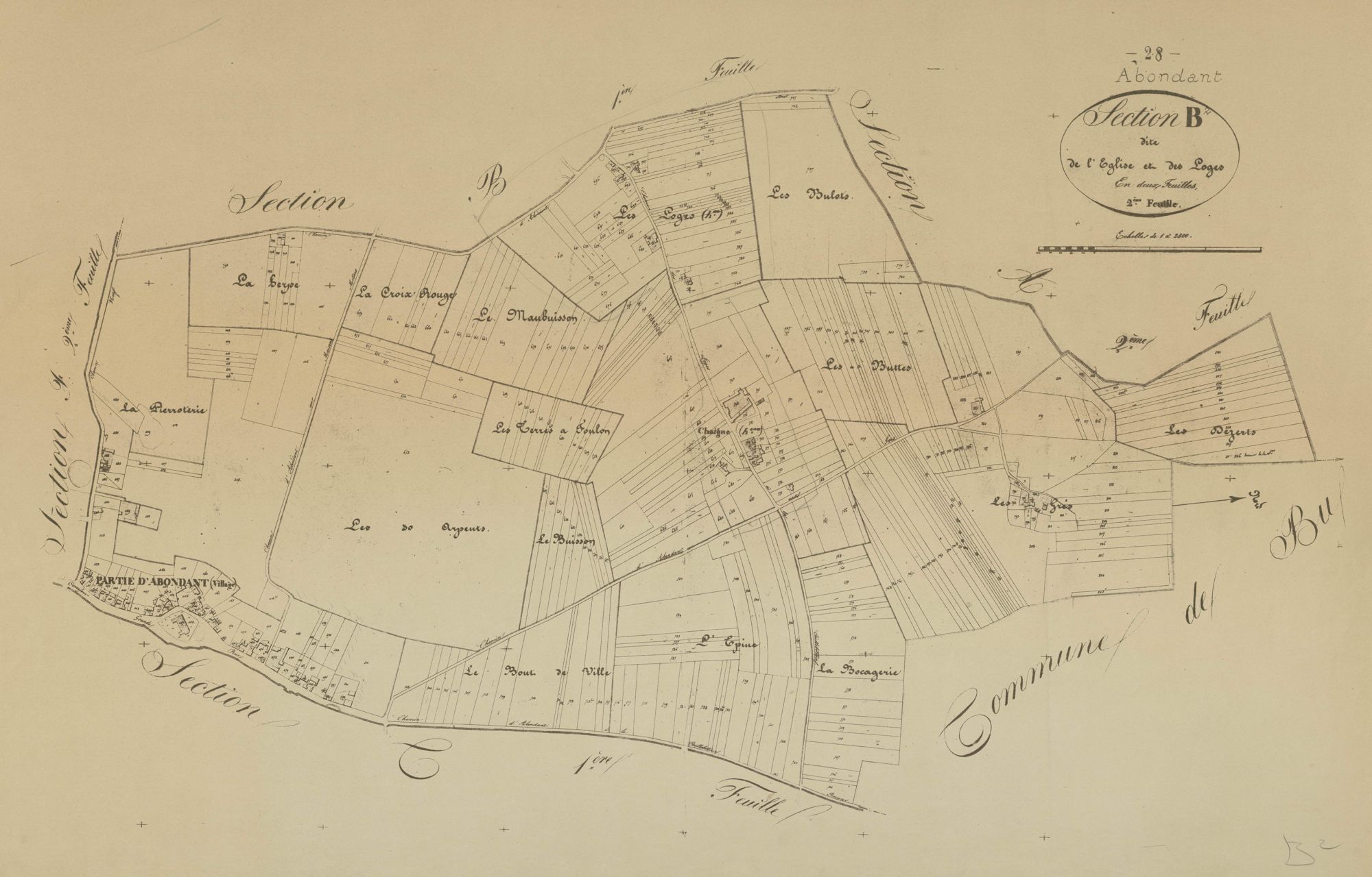 Section B, l'Eglise et les Loges, feuille 2.