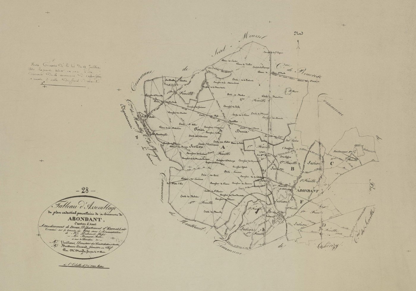 Tableau d'assemblage du plan parcellaire.