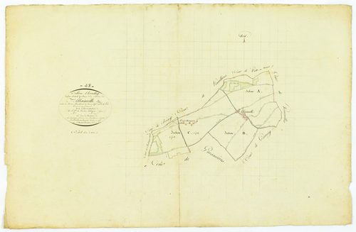 Tableau d'assemblage du plan cadastral parcellaire de la commune de Allainville, Canton de Dreux, Arrondissement de Dreux / Terminé sur le terrain (...) par Monsieur Martin Delarivière, Géomètre.