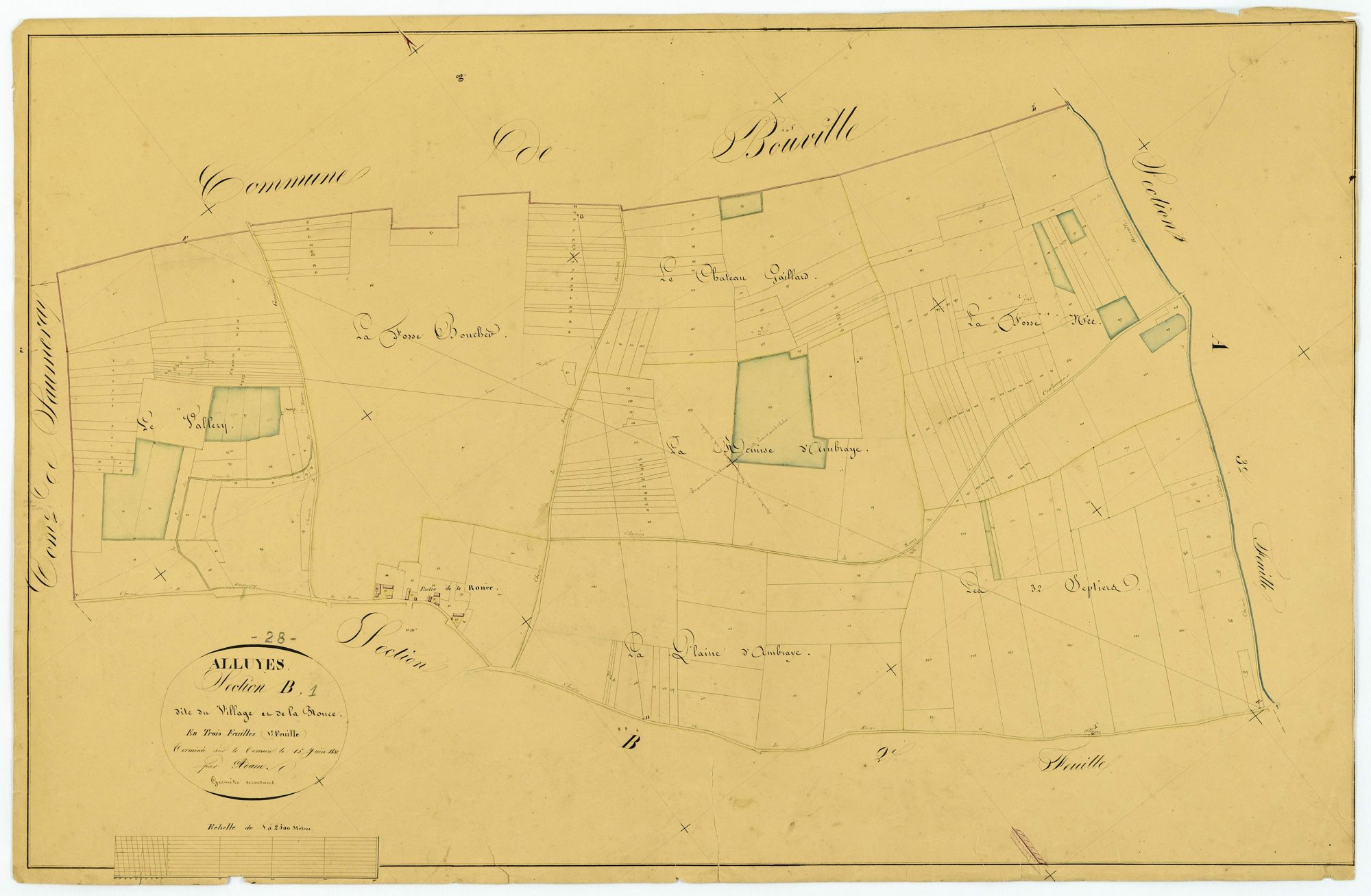 Section B, le Village et la Ronce, feuille 1.